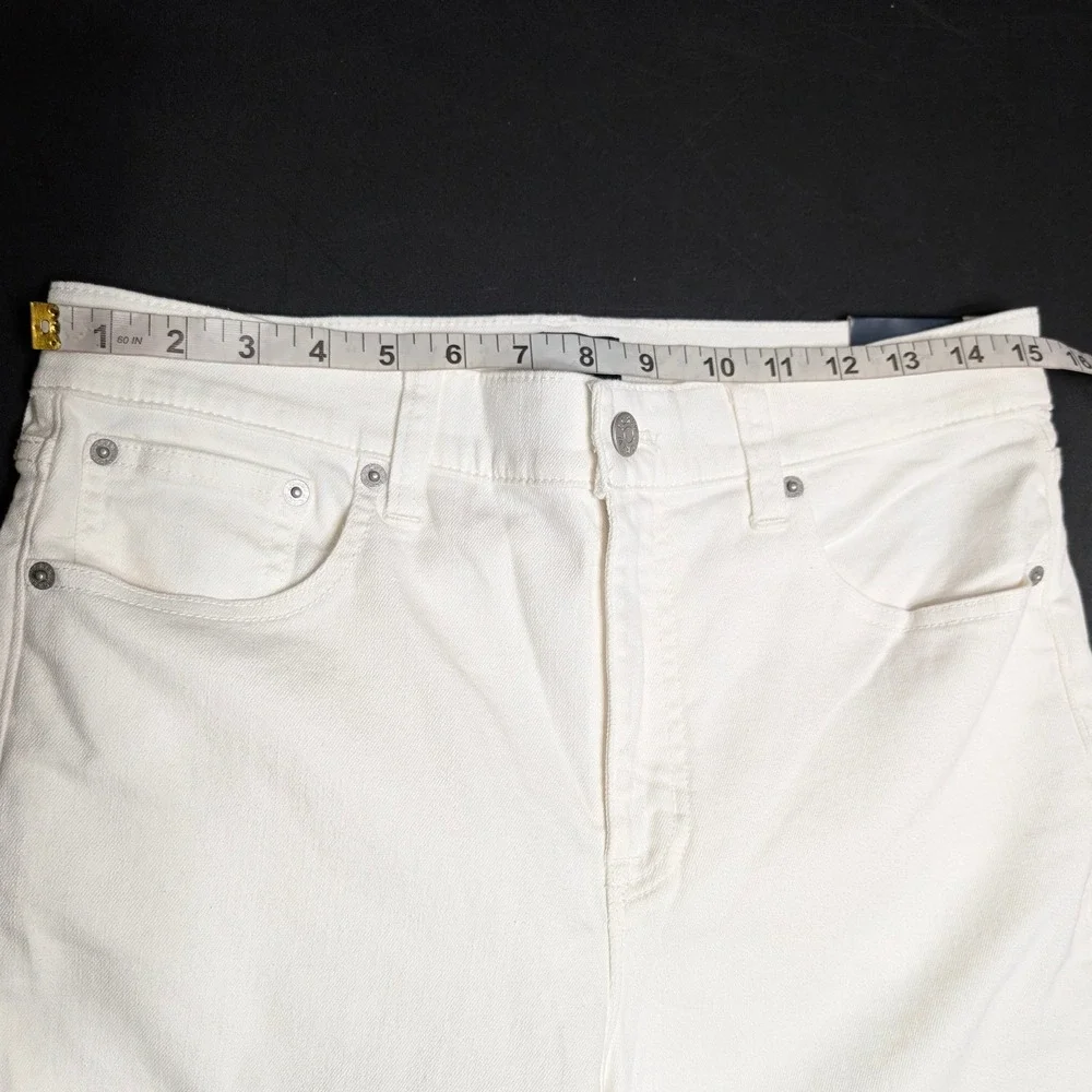 J.Crew Wide-Leg Crop Seashell White Jeans Raw Hem All Day Stretch Denim Size 29